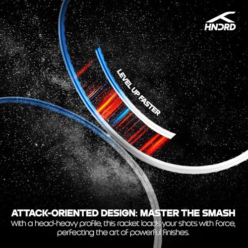 Image of Hundred Smash Master 100 Strung Badminton Racket with Full Racket Cover | for Intermediate Players | Aluminium (White /Blue)
