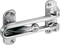 Trava de segurança Defender Security U 10308 para portas simples, comprimento de 5,4 cm, zinco fundido com acabamento em níquel acetinado