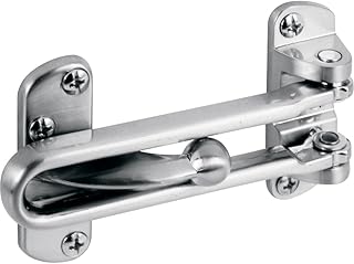 Prime-Line U 10308 Diecast Security Swing Bar Lock for Hinged Swing-In Doors, 3-7/8 Inch Bar Length by 2-1/2 Inch Height, Satin Nickel (1 Set)