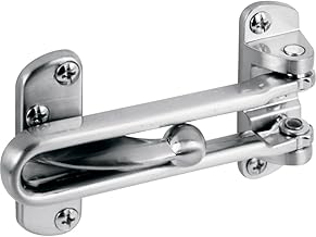 Prime-Line U 10308 Diecast Security Swing Bar Lock for Hinged Swing-In Doors, 3-7/8 Inch Bar Length by 2-1/2 Inch Height, Satin Nickel (1 Set)