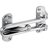 Prime-Line U 10308 Diecast Security Swing Bar Lock for Hinged Swing-In Doors, 3-7/8 Inch Bar Length by 2-1/2 Inch Height, Satin Nickel (1 Set)