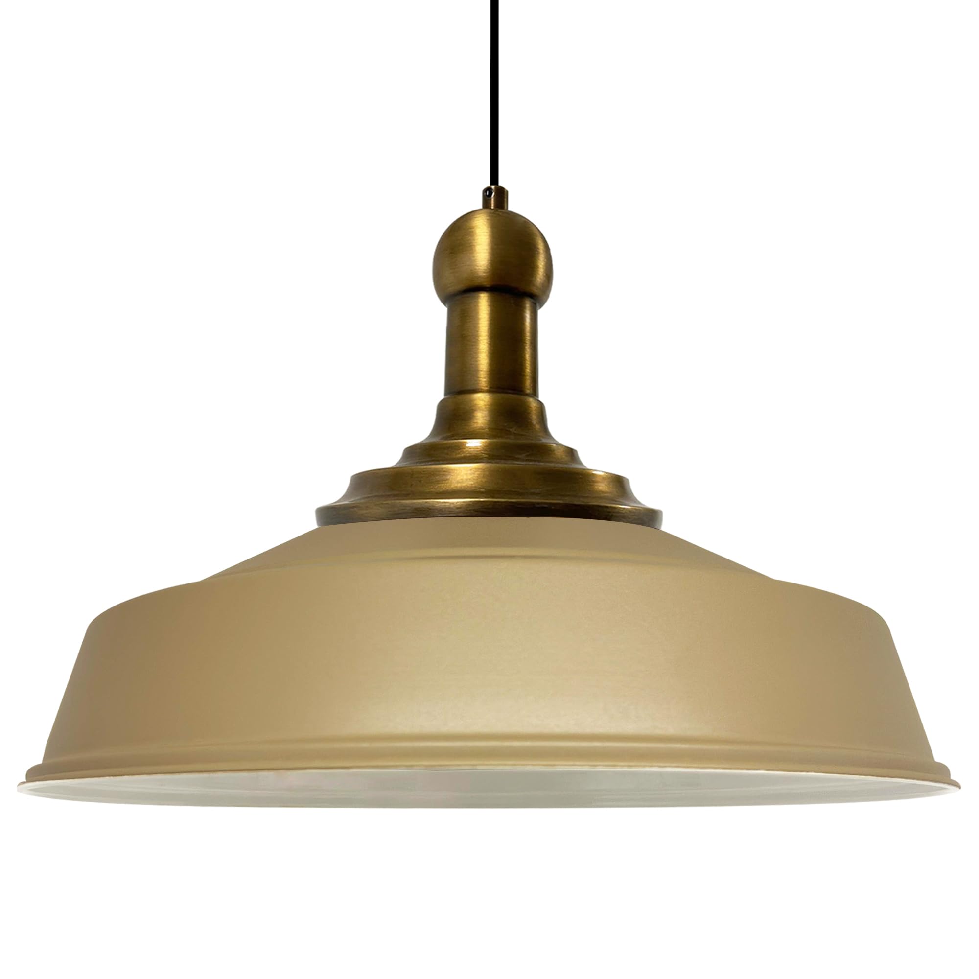 Bamyum Asletl Long-Knob 40 cm Vintage Metal Pendant Light - Kitchen Chandelier for Living & Dining Rooms - Beige — image 1