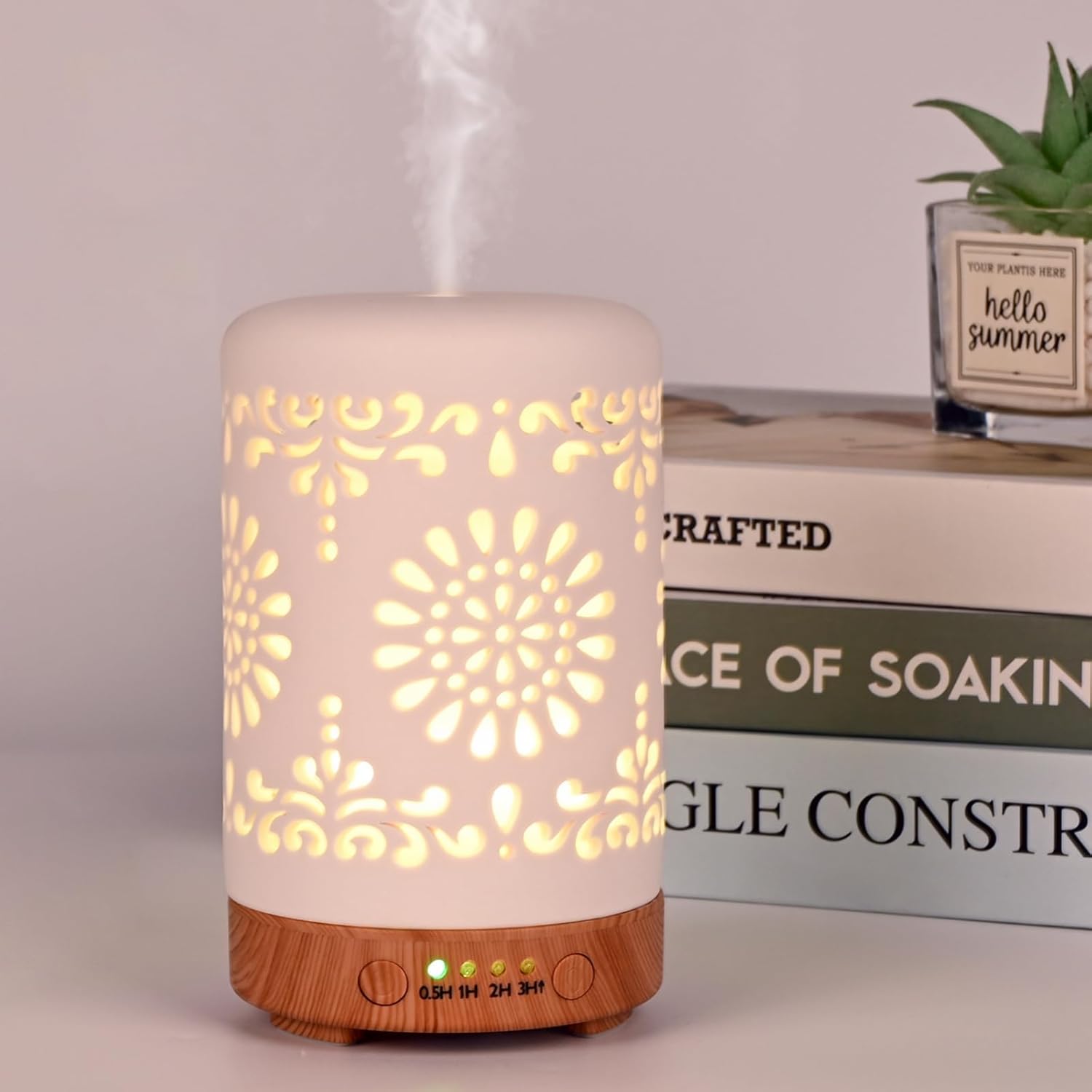 Essential Oil Diffuser 100 ml Ultrasonic Aroma Diffuser, Aromatherapy Diffuser for Rooms Vaporizer Essential Oils (White 100 ml)