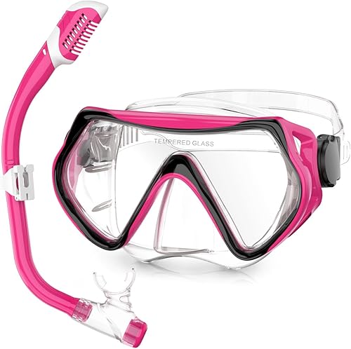 Miniatura 14 de Snorkeling Gear, Dry Snorkel Set180° Panoramic Wide View,Anti-Fog Scuba Diving Mask, Professional Snorkeling Gear for Free Breathing, Swimming,