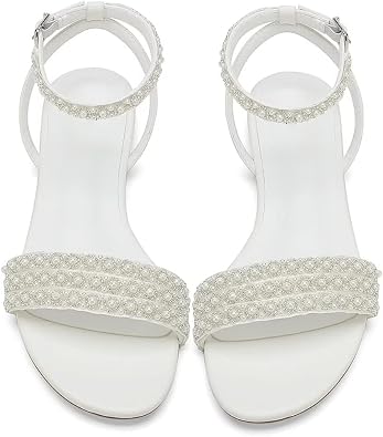 Beach Wedding Shoes for Bride Flat Bridal Sandals for Women