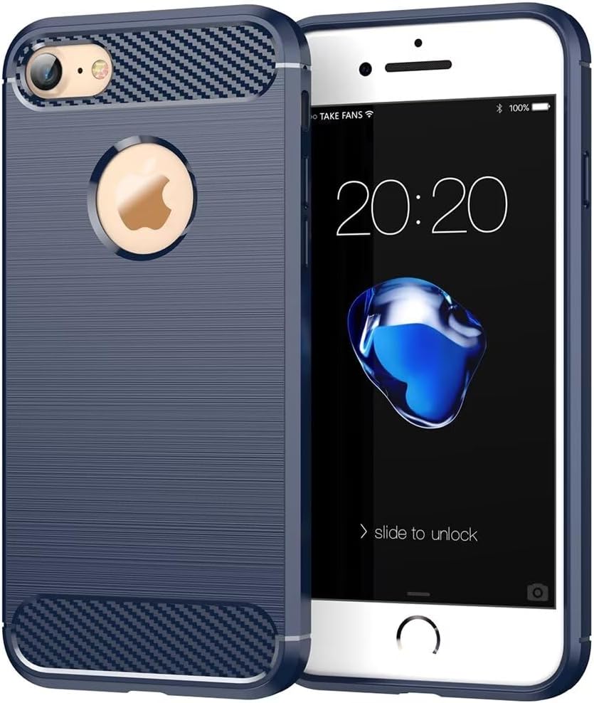 Case for iPhone 6 Case for iPhone 6S for Apple 6 Case Ultra Thin Mobile Phone Case with Shock-Absorbing Carbon Fibre Design Made of TPU Rubber Robust Protective Case for iPhone 6 Navy Blue