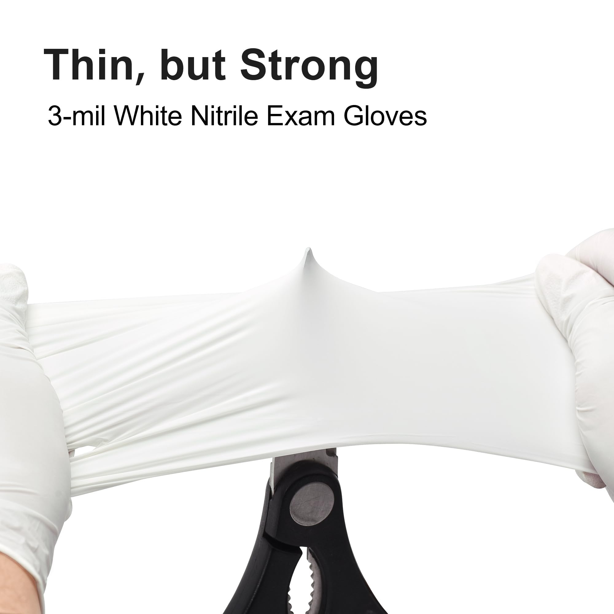SwiftGrip Nitril-Untersuchungshandschuhe, 3 mm, weiß, Nitrilhandschuhe, Einmalhandschuhe, Latex-freie Einweghandschuhe, lebensmittelecht, puderfrei, unsteril