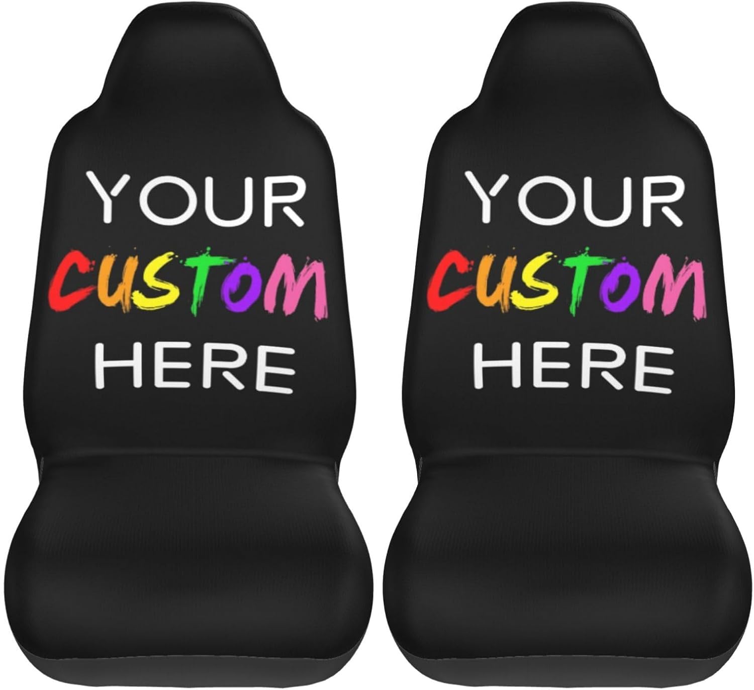 Custom Car Seat Covers Personalized Front Seat Covers Design Your Own Photo Logo Text Customized Protector Cover Nonslip Elastic Soft Auto Decor Accessories Universal Fits for Cars Trucks SUV 2PCS