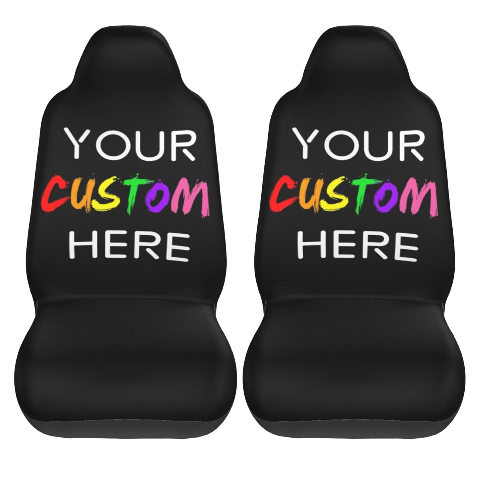 Custom Car Seat Covers Personalized Front Seat Covers Design Your Own Photo Logo Text Customized Protector Cover Nonslip Elastic Soft Auto Decor