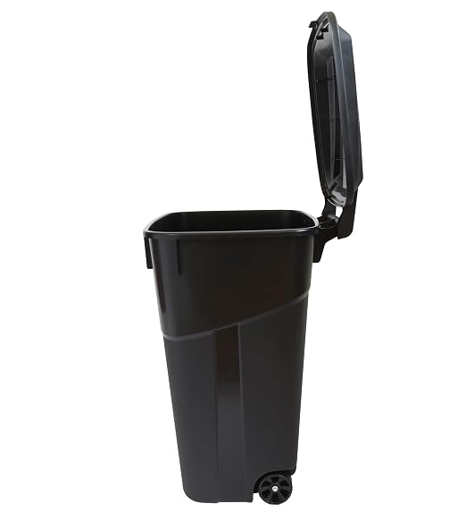 Caneca de basura negra cuadrada con ruedas de 32 galones miniatura 8