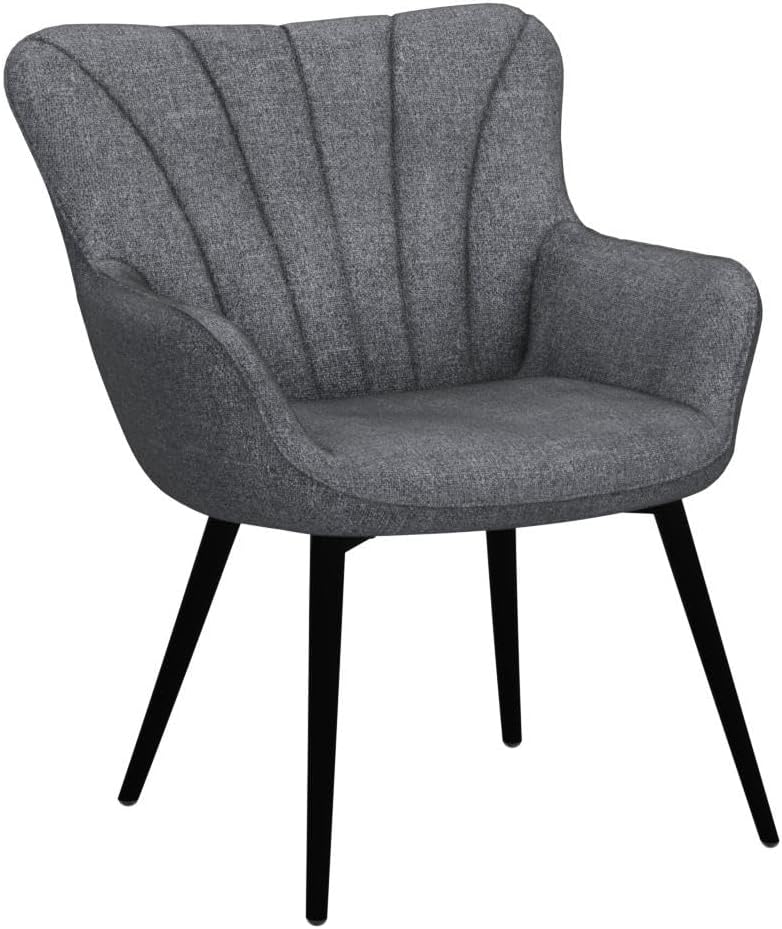 Yaheetech 2PCS Dining Chair Armrest Fabric Armchair Restaurant Chairs Hotel Reception Chairs Leisure Chair Sofa Side Chair Kitchen Dining Room Furniture Set of 2 Gray