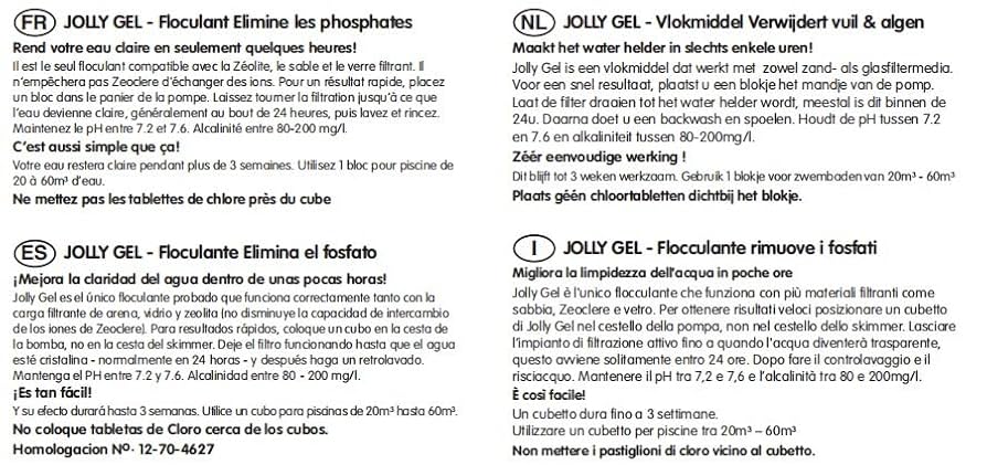 OPC Jolly Gel Cubes Clarificateur Piscine - Floculant 4 Cubes - Anti-Eau Trouble - Pour Filtre à Sable