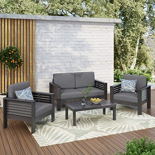 Christopher Knight Home Louver Chat Set, Dark Gray #TOP1