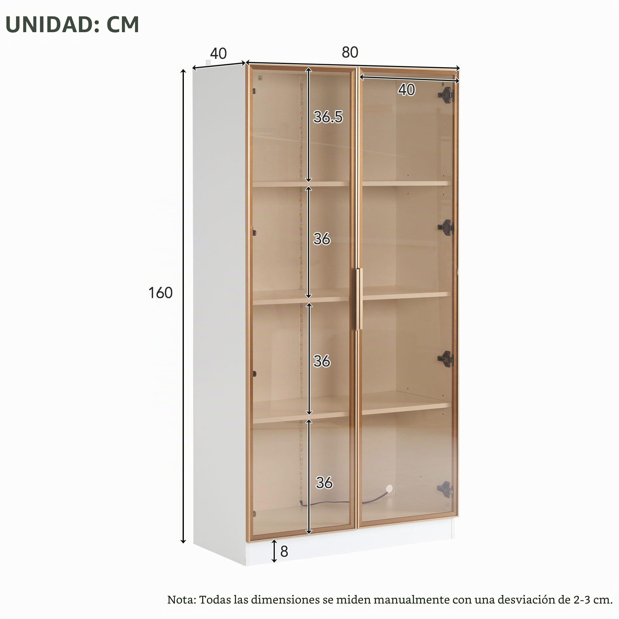 Lexiou Juego de 2 vitrinas de cristal blanco con iluminación LED de 16 colores, vitrina con puertas batientes y estantes móviles, armario alto para sala de estar, armario independiente