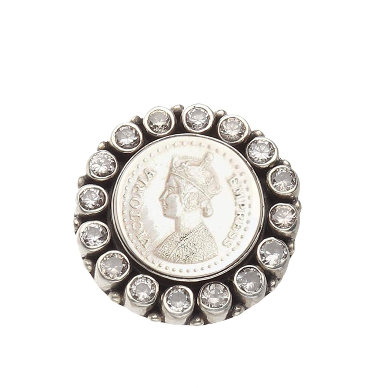 JSAJ Gemstone Coin Zirconia Stone 92.5 Sterling Silver Hand Made Adjustable Ring for Women (B08LHK2Z62) Amazon Price History, Amazon Price Tracker
