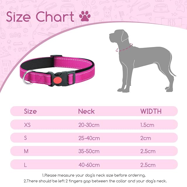Foto 2 de 8 de Nobleza - 2× Collar Perro, Collar Nylon Reflectante Suave Acolchado para Perros, Ajustable Collar Perro…