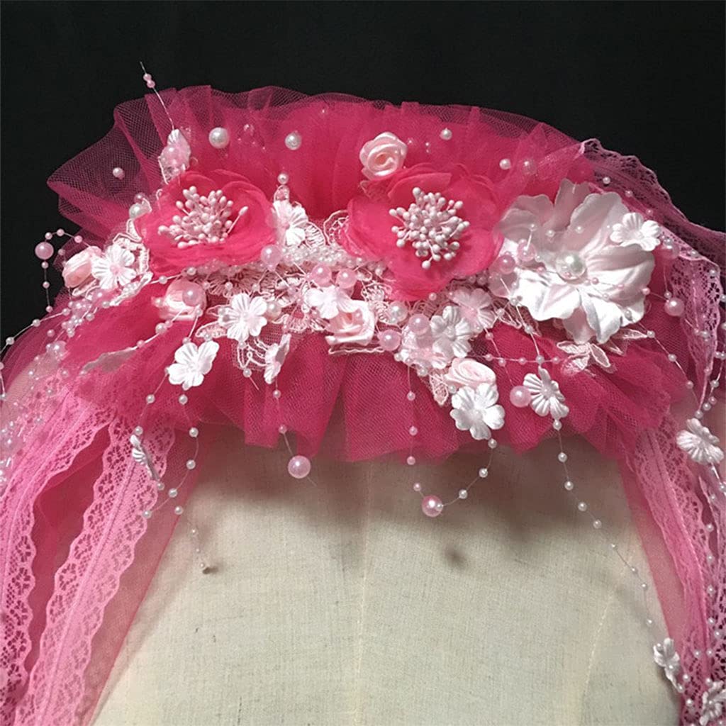 Bachelorette Party Schleier, Blumenkrone, Brautmädchen, Blumenkranz, Tüll Schleier mit Perlenquaste, verziert, Bachelorette Party, Stirnband, kurz für Bräute