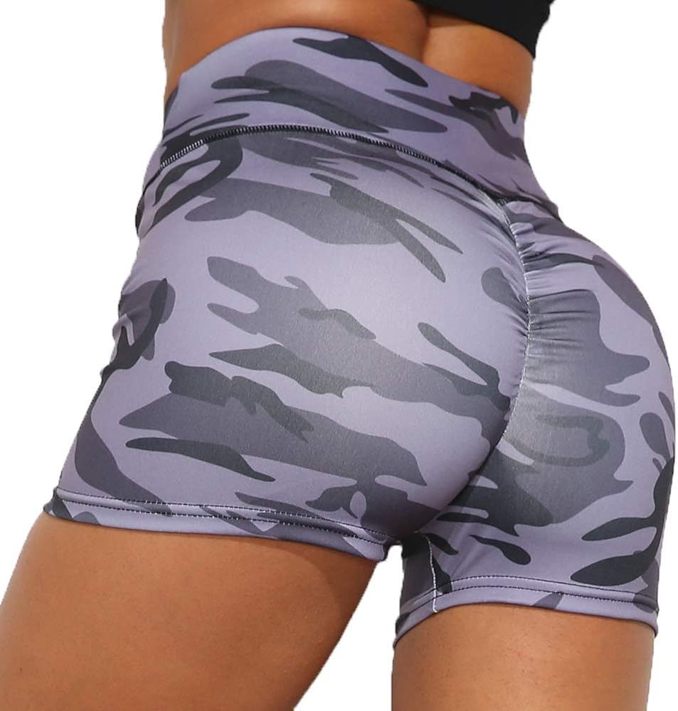 Camouflage Women Yoga Shorts Ruched Butt Sport Gym Scrunch Ruched Running Workout Fitness Active Butt Lifting Hot Shorts
