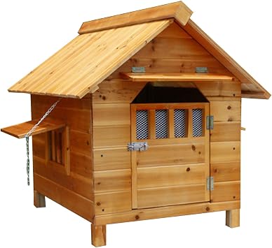 Dog House Outdoor Large Breed, Wooden Dog House, Casas Para Perros with Sunshade and Door, Elevated Floor, Natural Wood, Weatherproof Usable for Both Indoor and Outdoor Use99x92x95cm