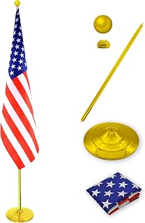 Indoor Flagpole Kit with Base 6-8FT,Stainless Steel Flagpoles,Golden-1Pack