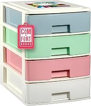 Stackable Multi-Coloured White 4 Drawers COM-FORT HOUSE