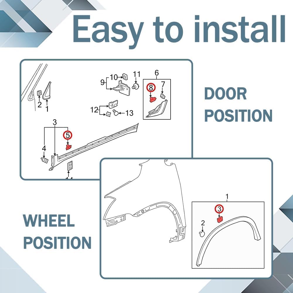 20PCS Fender Flare Rocker Panel Moulding Clip, Fender Trim Flare Clips, Wheel Flare Clips Compatible with Cars, Vans, Trucks and More (k1-20pcs) (k1-20pcs)