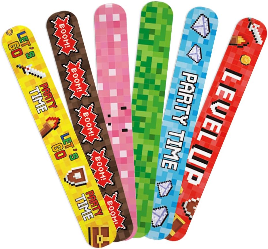 Pixel Party Favor Slap Bracelets 24 PCS Goodie Bag Stuffers Exchanging Gifts Classroom Prizes