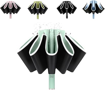 BAODINI Inverted UV Umbrella for Rain and Sun Medium Size UPF 50+ Rverse Compact Umbrella Auto Open Close