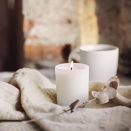 Miniatura 7 de SUPMIND Tarros de vela de vidrio de 4 onzas, paquete de 12 tarros de vela vacíos blancos con tapas de bambú y etiquetas adhesivas, tarros de velas