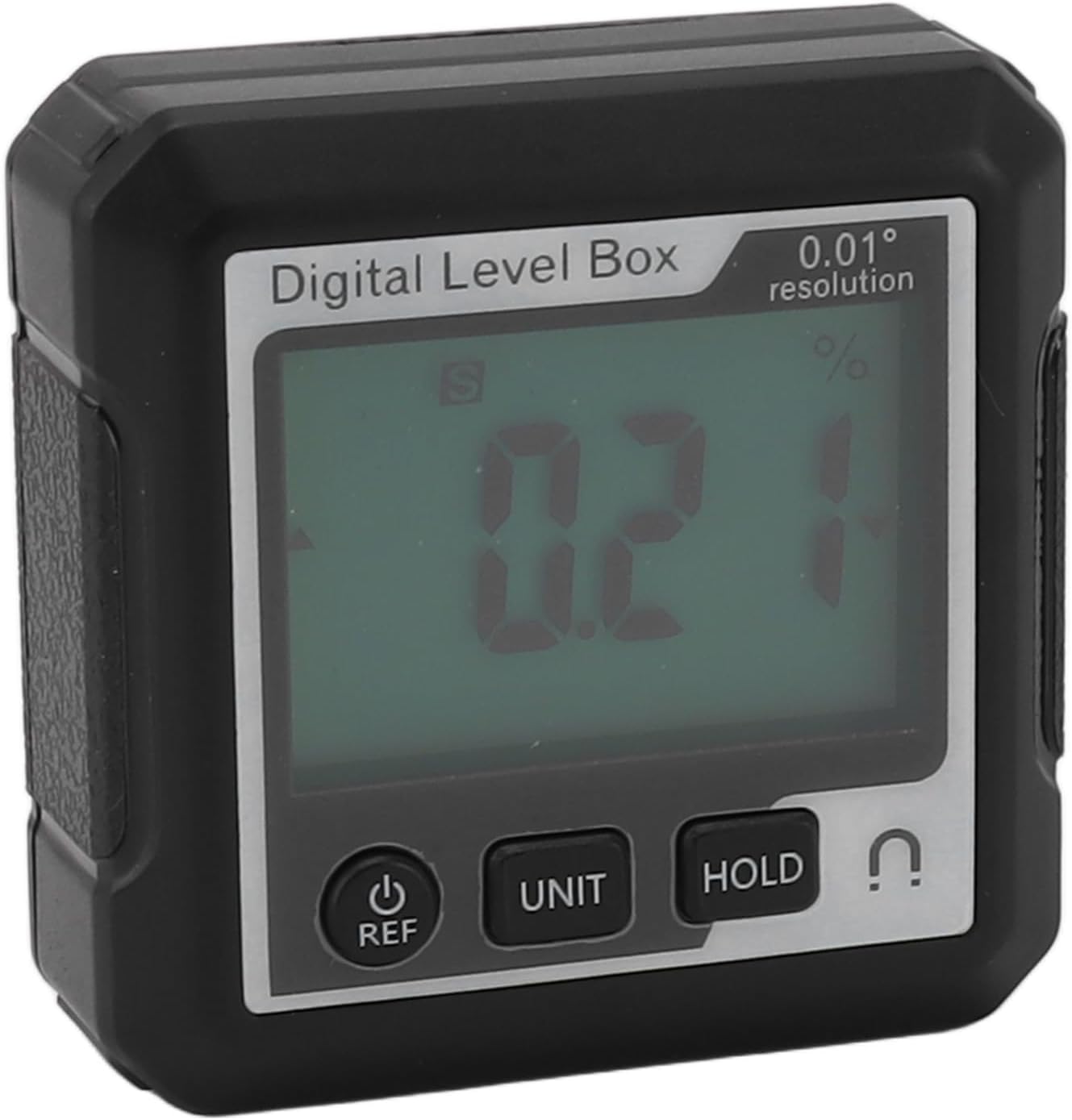 Digital Level Box Magnetic Angle Finder, Electronic Protractor with Data Lock, Red White - High Accuracy 0.01 Degree, Slope Conversion, Portable for Carpentry and (Black White)