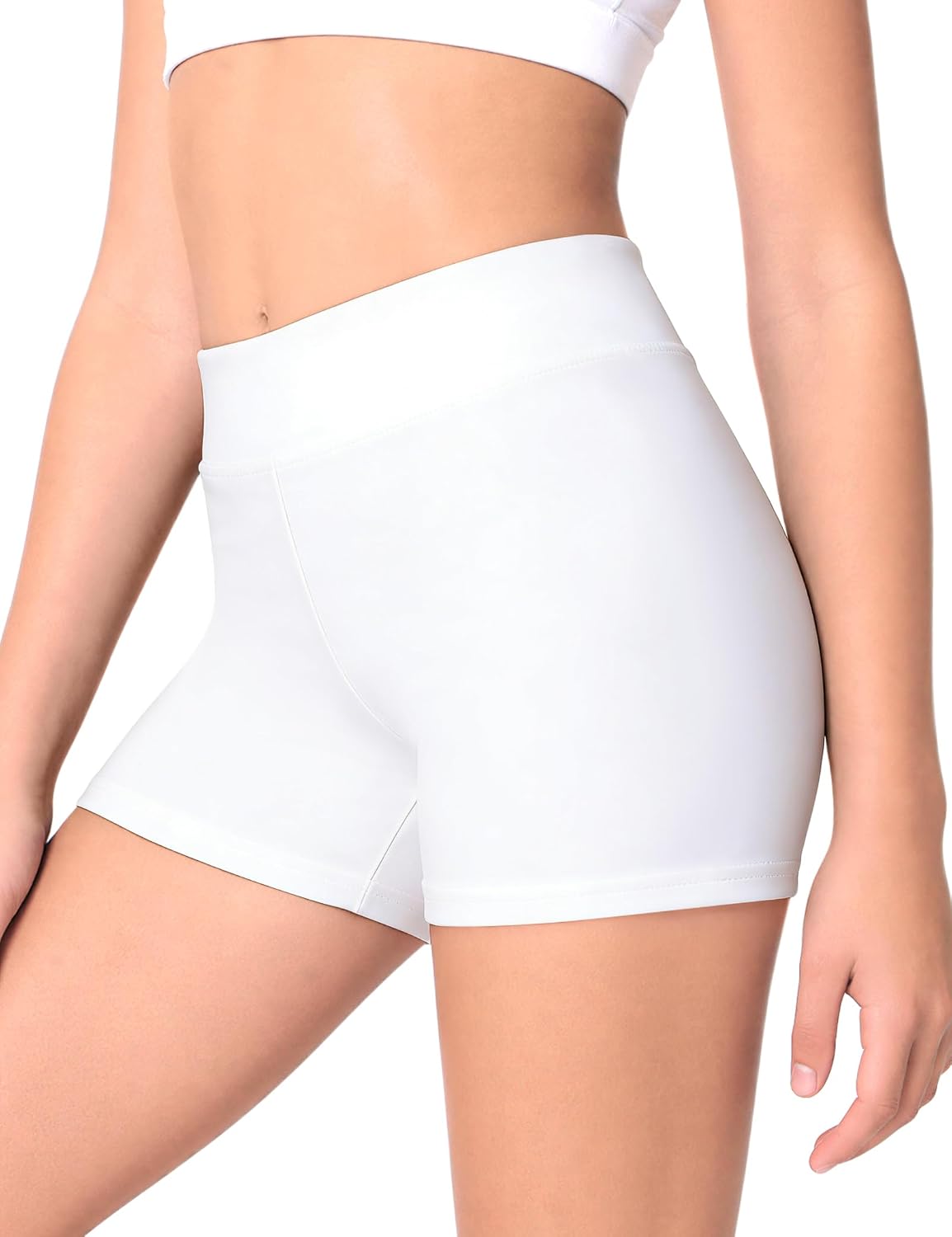 JOCMIC Girls Athletic Shorts Kids Dance High Waisted Yoga Short for Bike Gym Volleyball Running