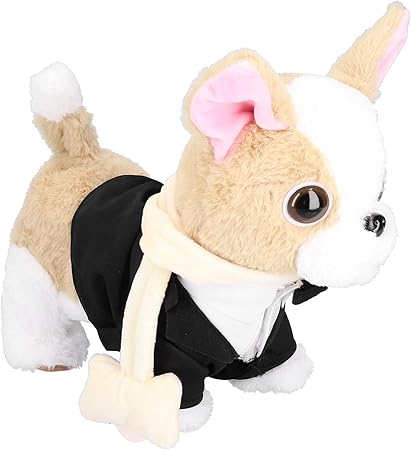 Amazon Co Jp 電子ぬいぐるみ犬 生き生きとした素敵なインタラクティブ チワワ おもちゃ 11 8 X 10 2 X 5 1 インチ サポート ウォーキング 話す 9 5 インチ ロープと服でお尻のねじれ 子供のためのコンパニオン犬のおもちゃギフト 黒いスーツ おもちゃ