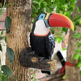 VIRAWA Toucan Tree Hugger Hanging Garden Statue 11.4 Inches High Multicolor Resin Tropical Animal Lawn Exotic Bird Sculptu...