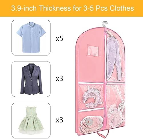 Vista 124 de Bolsa de ropa colgante impermeable, bolsas de ropa de 40 pulgadas para colgar ropa, bolsas de ropa para almacenamiento de viajes, bolsa de ropa