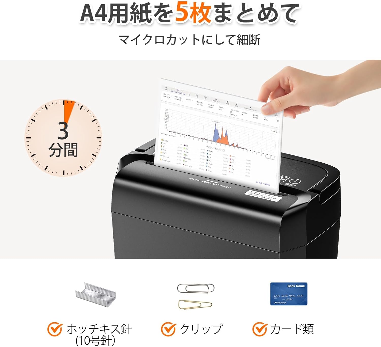 Shredding 5 sheets and various items