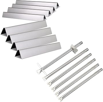 67557 Grill Burner and 67668 Grill Flavorizer Bars for Weber Summit 400 Series, Grill Parts for Summit 460 470 Gas Grills, Stainless Steel 18" Hot Plates and 20-1/2" Pipe Tubes
