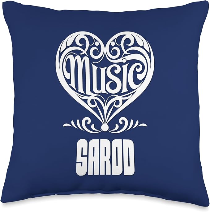 Music Lover Elegant Scrolled Heart for Sarod Fans Denim Color Throw Pillow
