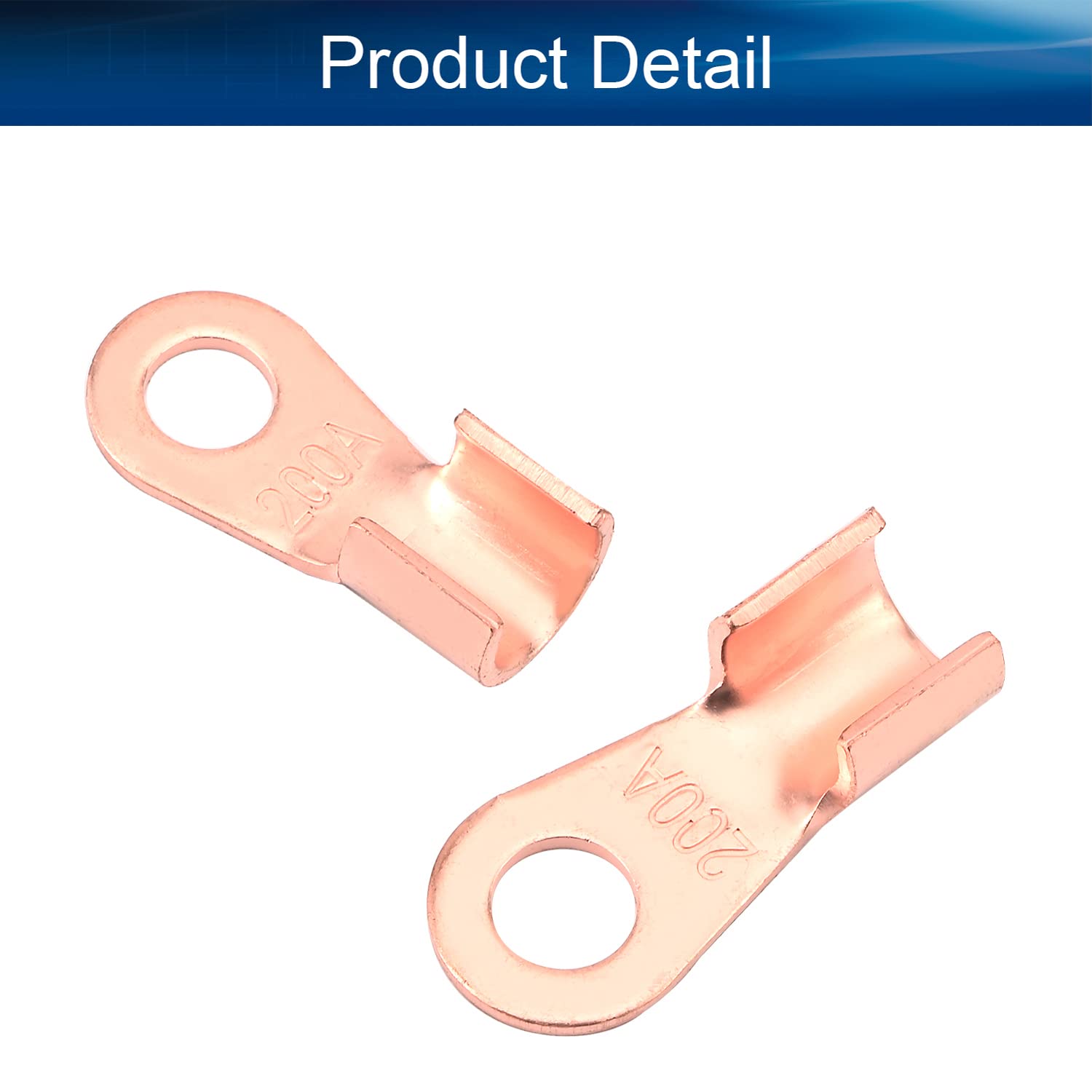 Heyiarbeit Open Copper Ring Lug Wire Battery Cable Ends Eyelets OT-200A Wire Crimp Terminal Connectors for DIY Electrical Wirings Outdoor Applications 30pcs