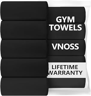 Microfiber Quick Dry Gym Towels, Lint Free Odor-Free Absorbent Fiber, Fast Drying, Men & Women Workout Gear for Body Sweat, Working Out Towel, Black, 5Pack - 16 * 27Inch