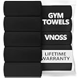 Vnoss Microfiber Quick Dry Gym Towels, Lint Free Odor-Free Absorbent Fiber, Fast Drying, Men & Women Workout Gear for Body Sweat, Working Out Towel, Black, 5Pack - 16 * 27Inch