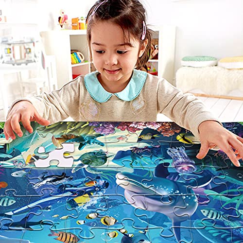 Kids Puzzle Puzzles For Kids Ages 4-8 Underwater Floor Puzzle Raising Children Recognition &Promotes Hand-Eye Coordinatio (46Pcs) #TOP5