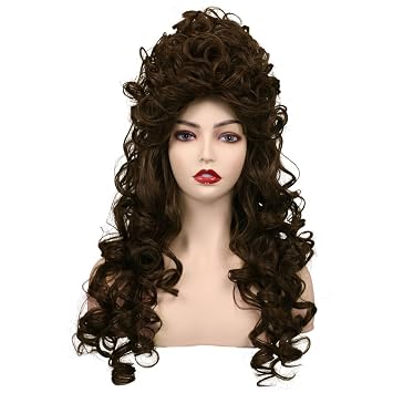 Long Curly Fluffy Cosplay Wig for Women Heat-Resistant Synthetic Fiber Hair Wig for Adult Halloween Brown
