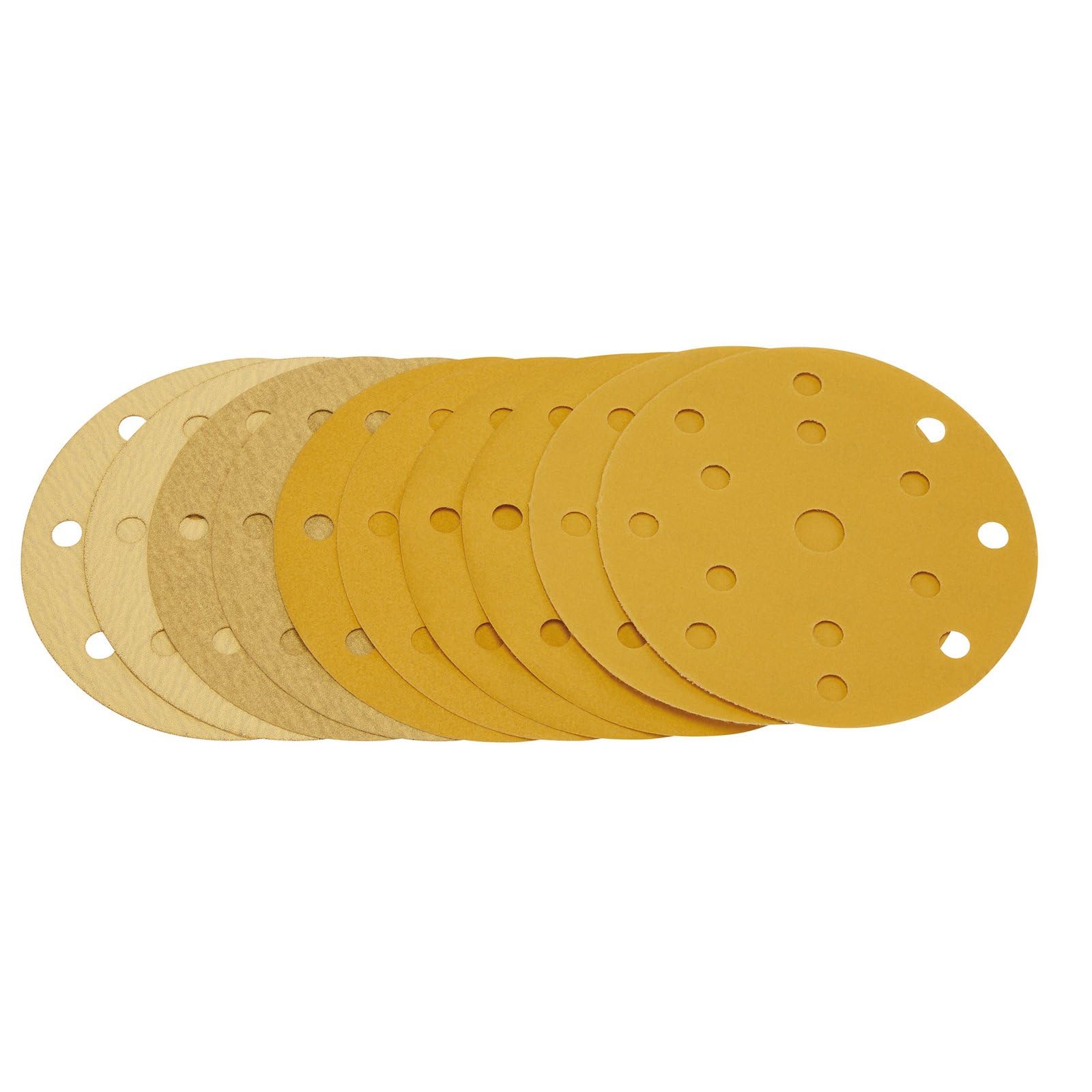 Draper 08480 Gold Sanding Discs with Hook & Loop, 150mm, Assorted Grit, 120G, 180G, 240G, 320G, 400G - Image 2