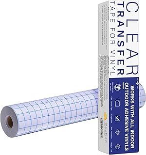 JANDJPACKAGING Transfer Tape for Vinyl - 12” x 50 FT w/Blue Alignment Grid for Adhesive Vinyl - Medium Tack Vinyl Transfer Tape for Silhouette Cameo