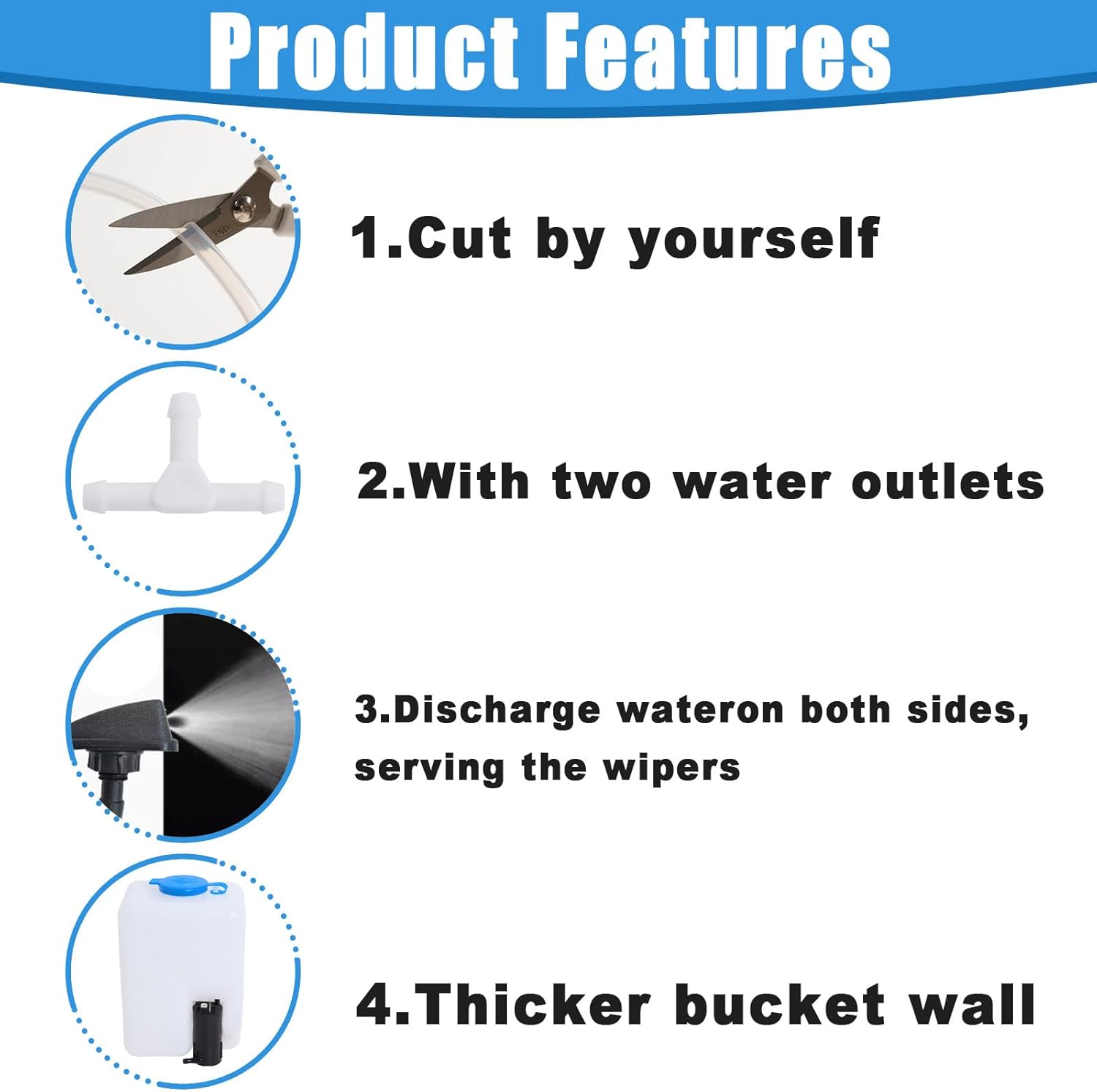 12V Car Windshield Washer Pump Universal Reservoir Kit 99300 Fluid Reservoir Tank Bottle with Pump