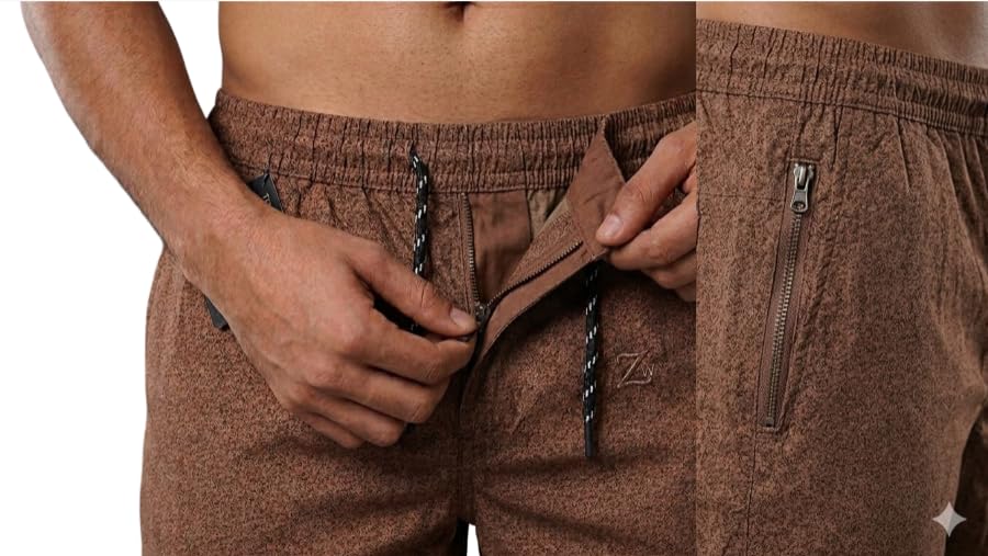 Men's Pure Cotton Printed Shorts | Elastic Waist with Drawstring | Zip Pockets Pack of 2 | Comfortable Casual & Lounge Shorts-picture-13