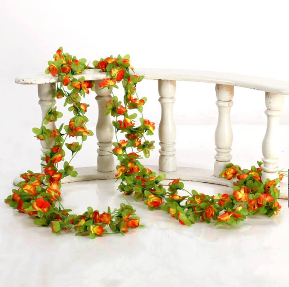 Artificial Flower Garland Red Rose Garland Decorations, 2 Pcs