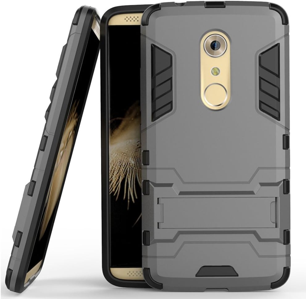 Axon 7 Case, ZTE Axon 7 Case, MicroP(TM) Dual Layer Armor Hard Slim Hybrid Kickstand Phone Cover Case for ZTE Axon 7 (Gray Kickstand Case)