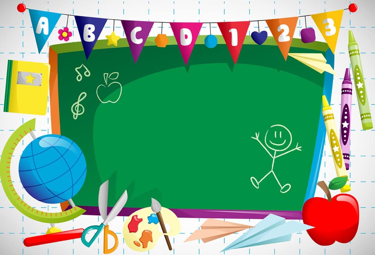 Avezano Classroom Backdrop Welcome to Kindergarten Educational Background Back to School ABC Letters Blackboard Watercolor Pen Paper Party Decoration (7x5ft)