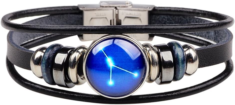 Cancer Zodiac Constellation Sign Multilayer Astrology Horoscop Leather Bangle Wristband Bracelet
